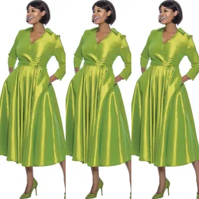 Green Classic Style Faux Wrap Dress