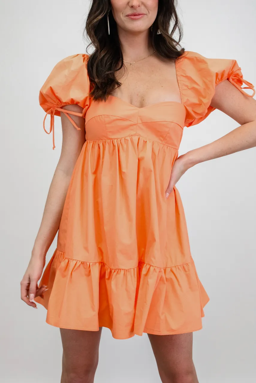 Charming Apricot Heartbreaker Babydoll Dress