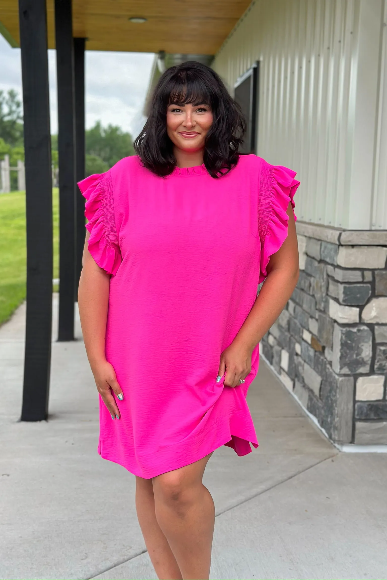 Hot Pink Ruffle Dress