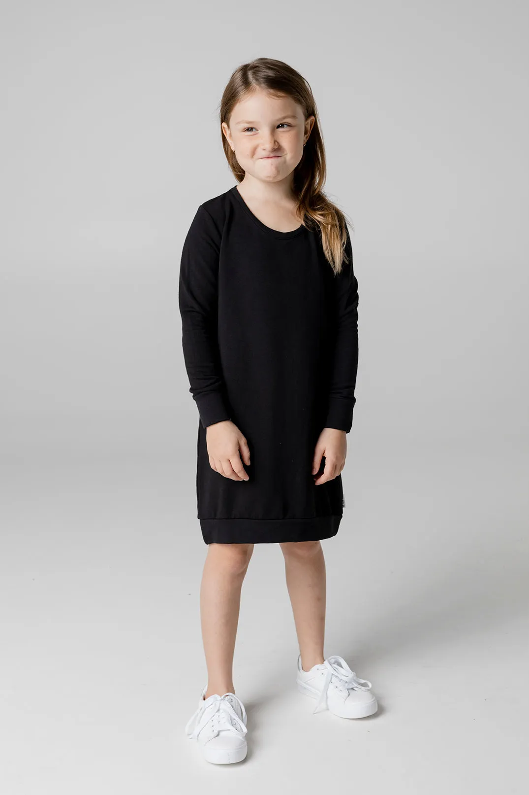 Jumper Dress - Black Fleece Bamboo