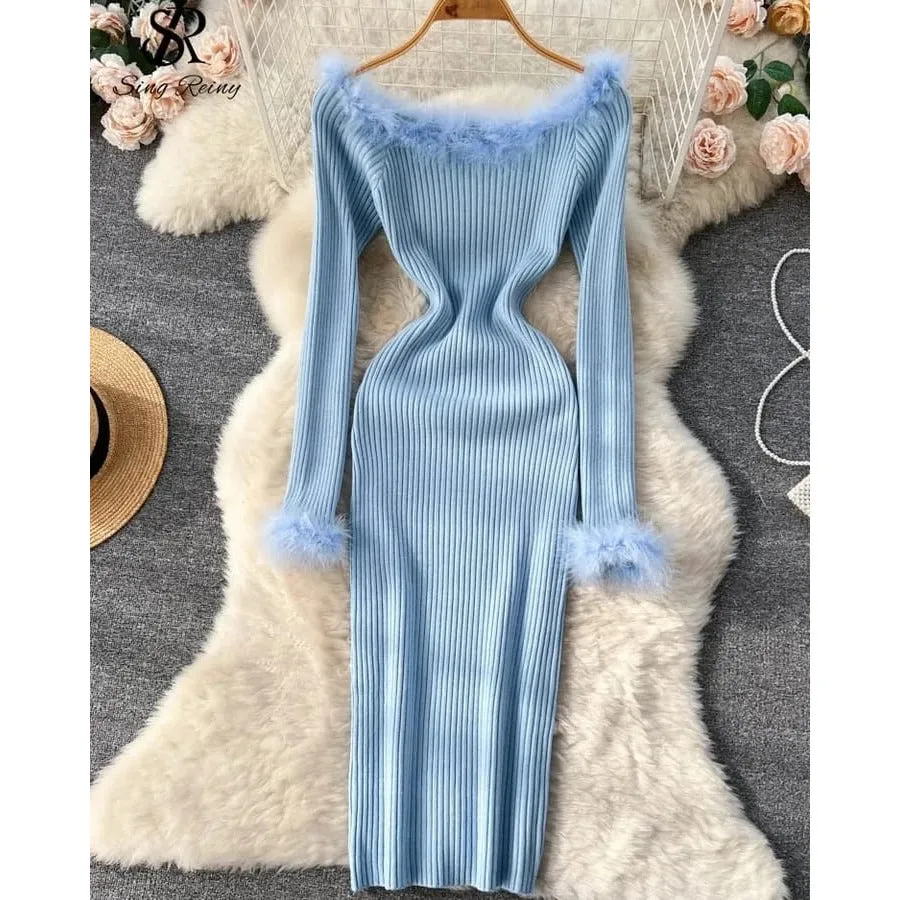 knitted dress fluffy dress