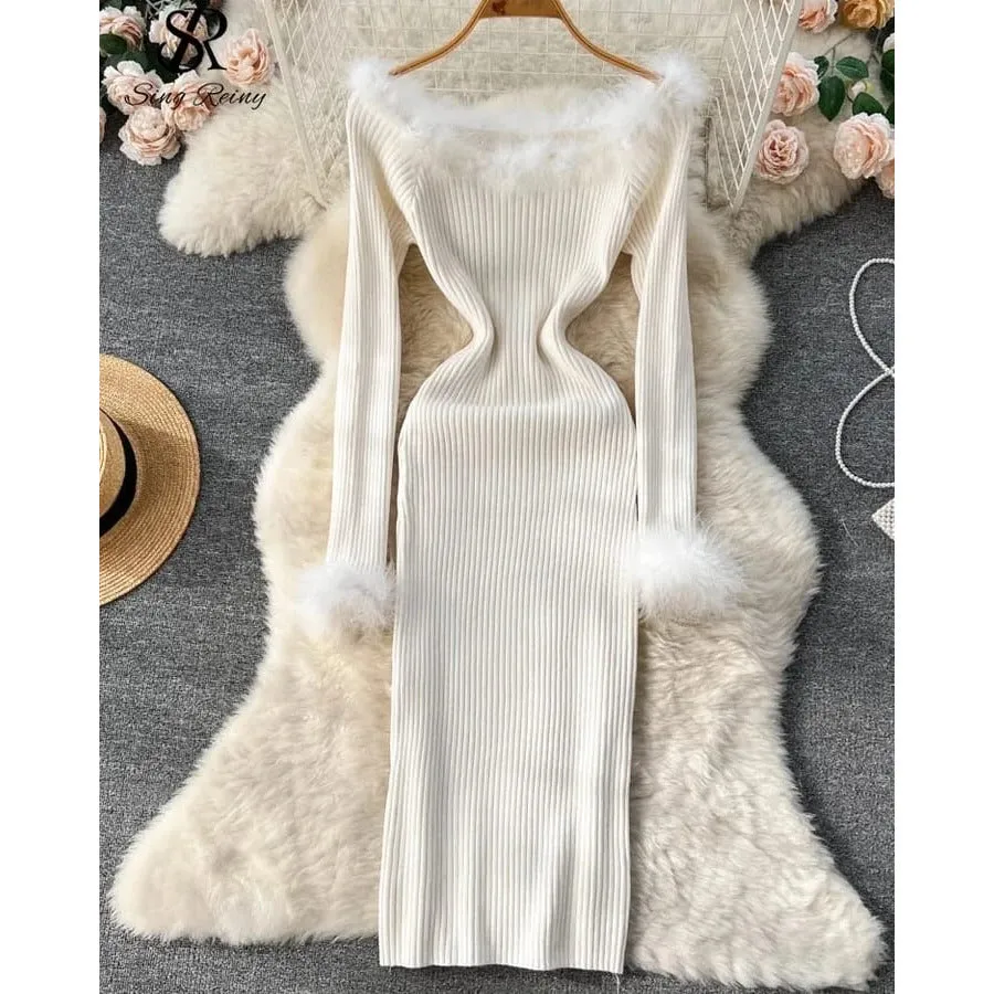 knitted dress fluffy dress