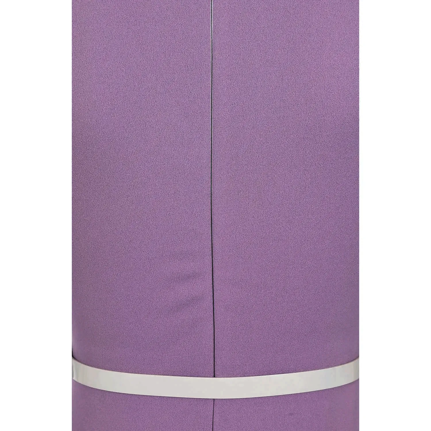 Lilac Pleated Wrap Top Short Sleeve Pencil Wiggle Dress With Fluted Hem & Belt