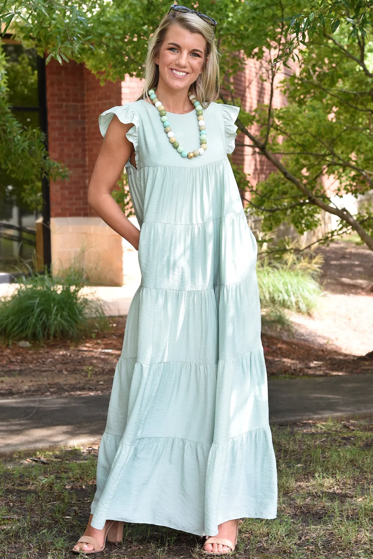 LOTS OF LOVE DRESS-SAGE GREEN