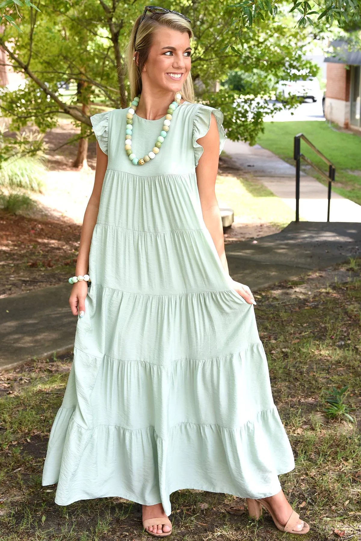 LOTS OF LOVE DRESS-SAGE GREEN