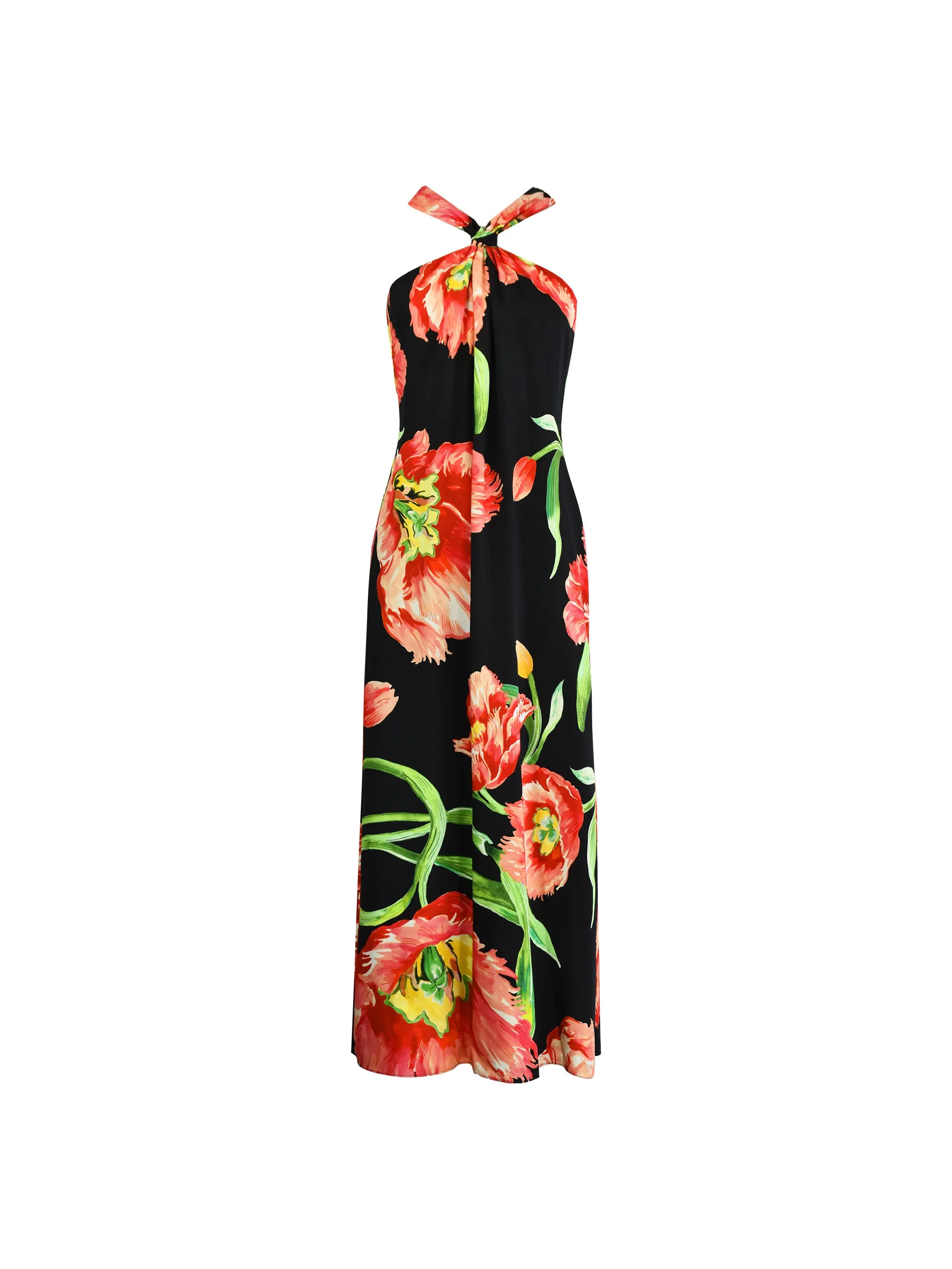 Lyra Black Floral Halterneck Dress