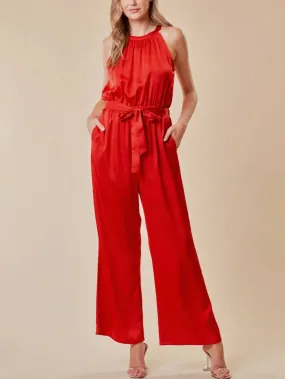 Mel High Neck Red Jumpsuit