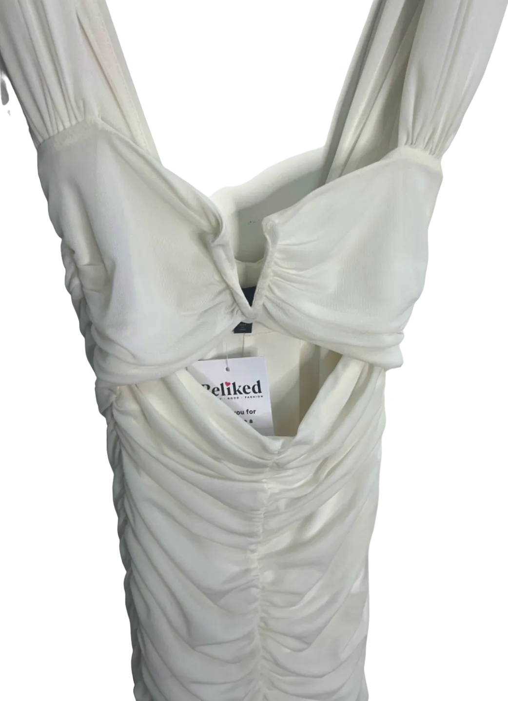 Michael Costello White Ruched Bodycon Dress UK 4