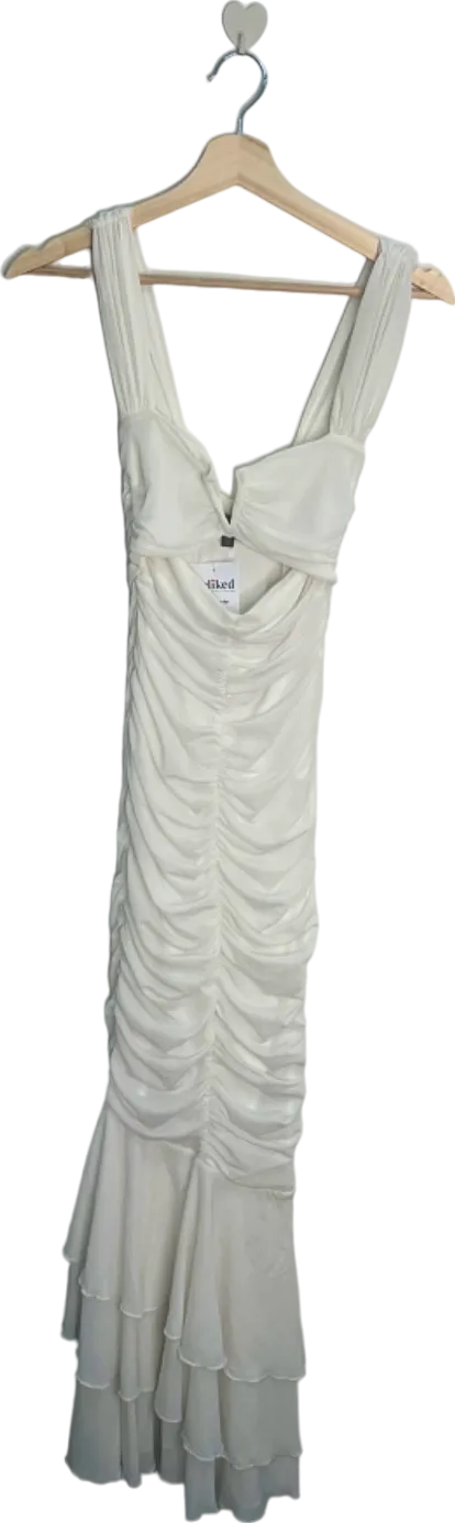 Michael Costello White Ruched Bodycon Dress UK 4