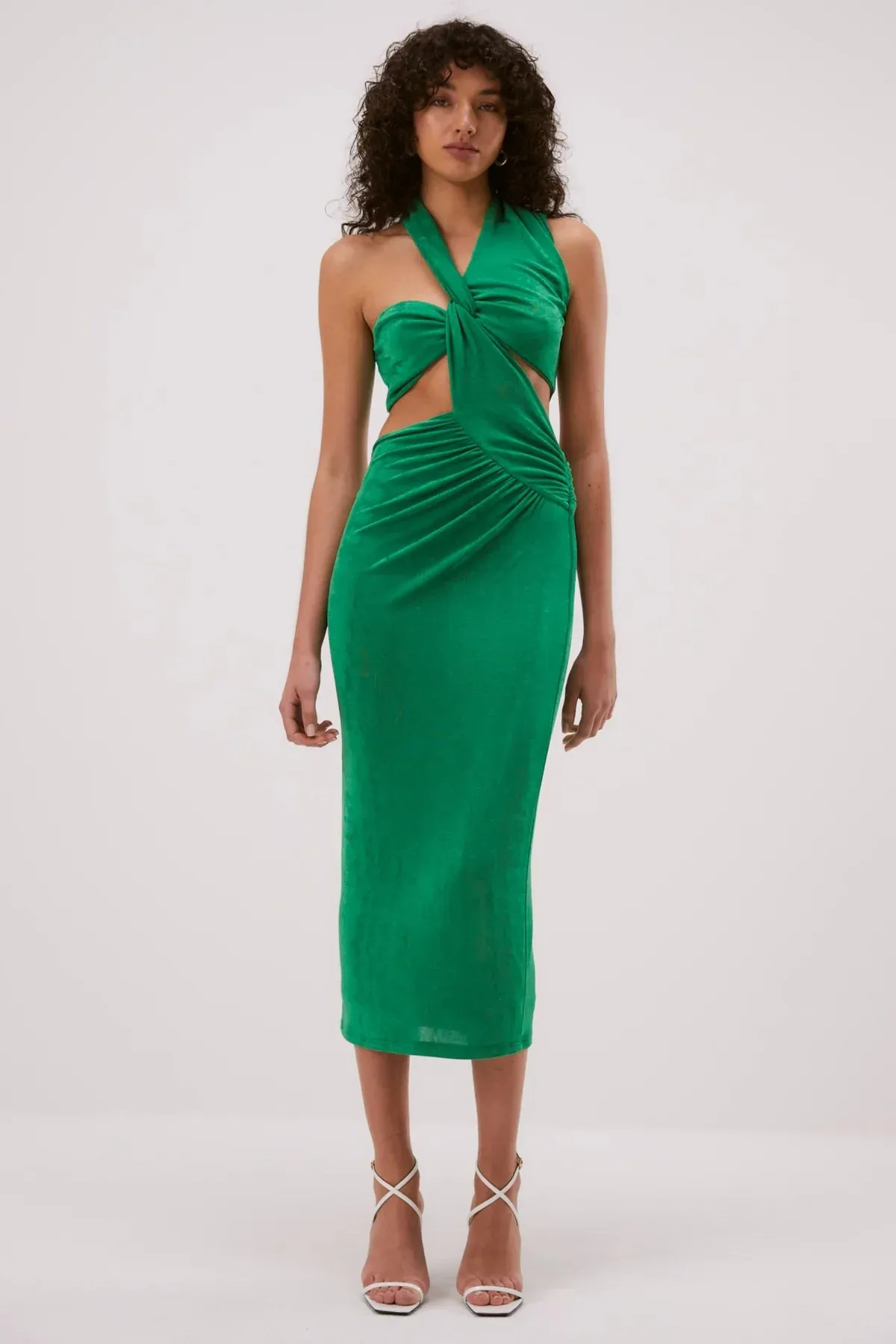 Misha Graciela Slinky Jersey Midi Dress - Island Green