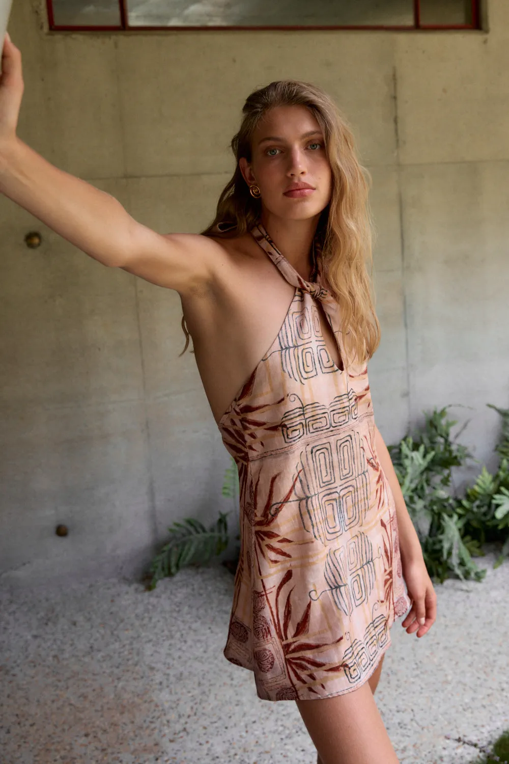 Natassia Linen Halter Mini Dress X Emma Rushton