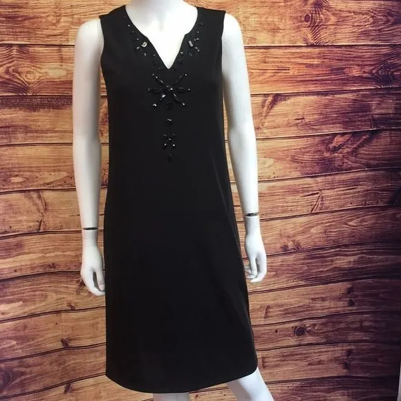 NWTGerardDarel Black Beaded Neck Dress