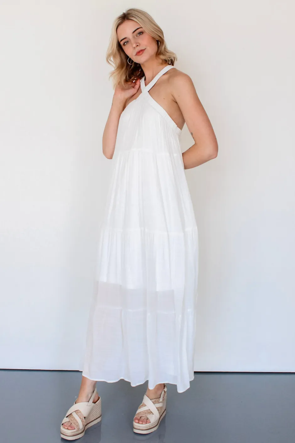 On Vacay Maxi Dress in White