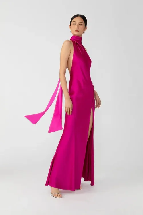 Elegant Penelope Backless Satin Evening Gown for Women