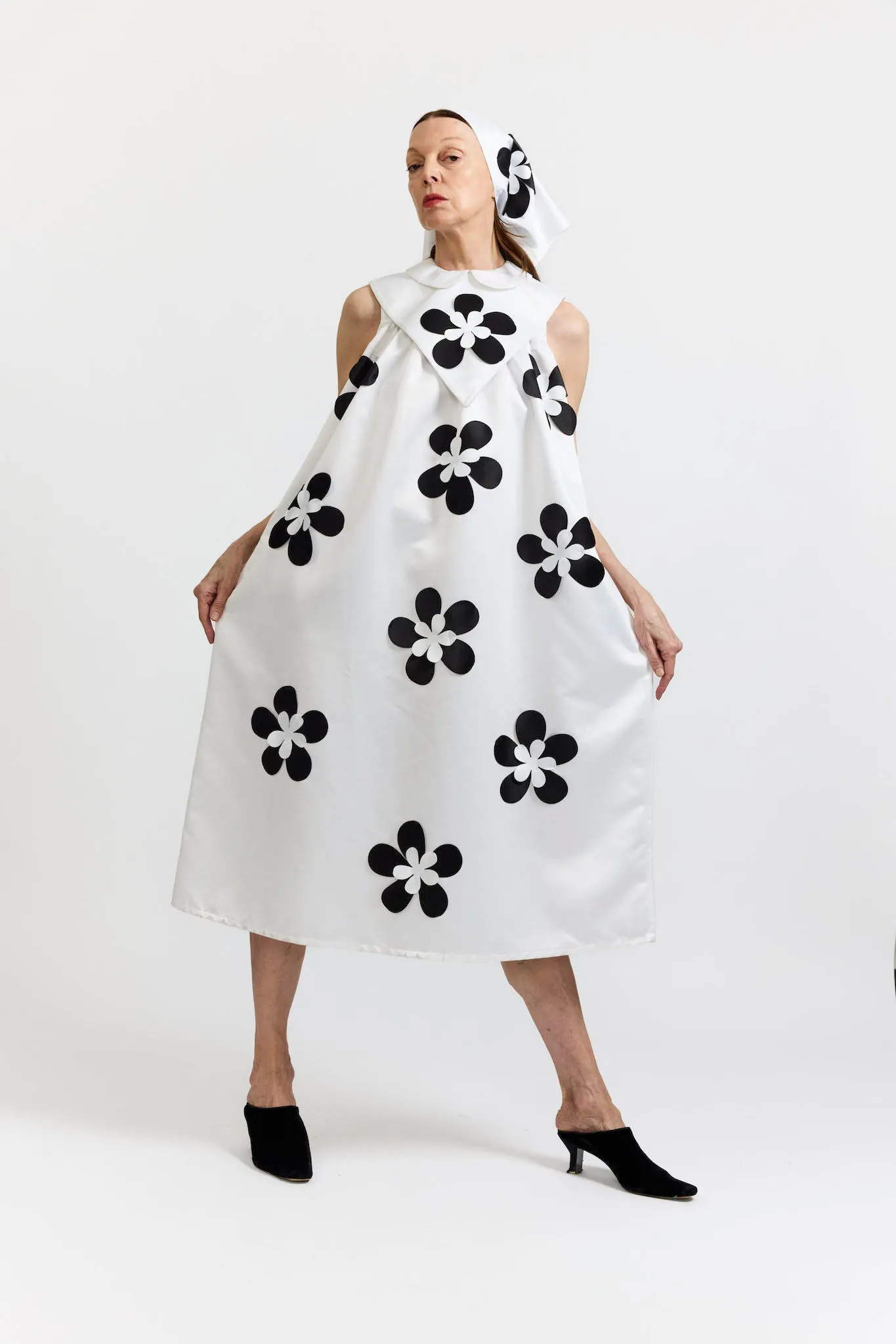 Elegant White Satin Penelope Dress with Flattering Fit and Timeless Style