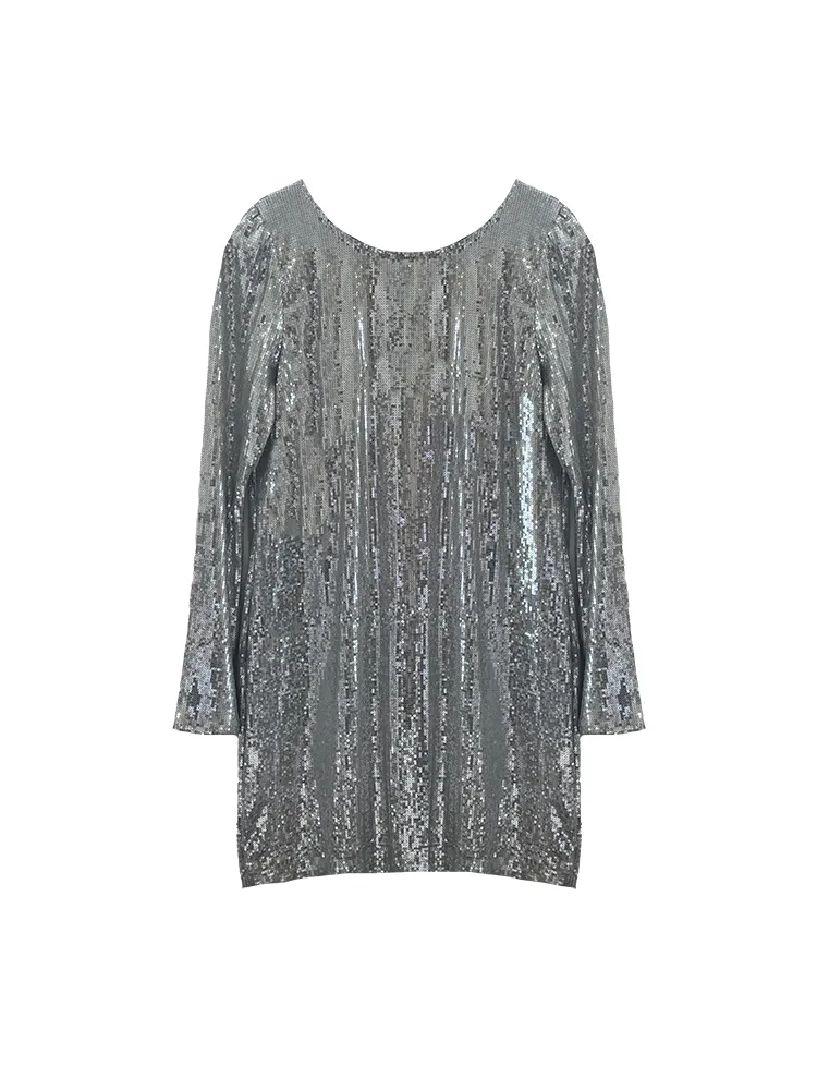 Penny Dress | Silver Sequins