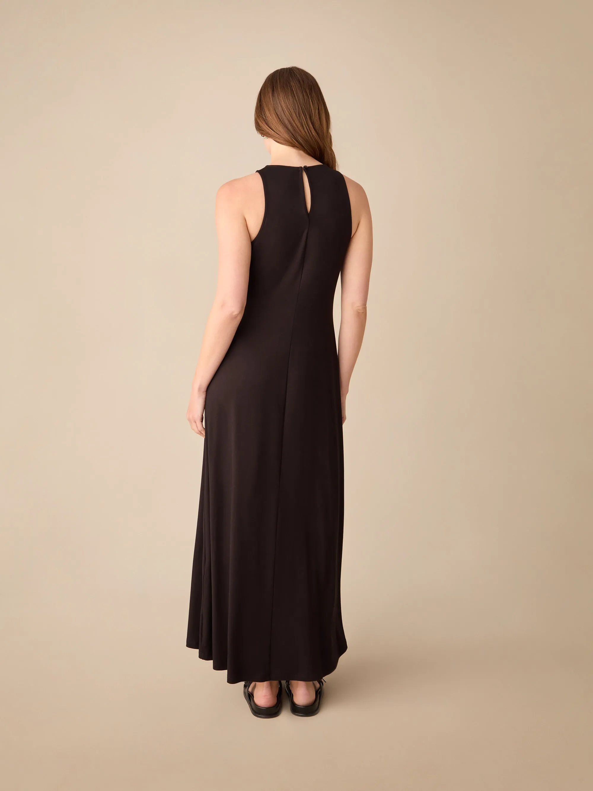 Petite Black Jersey Racer Maxi Dress