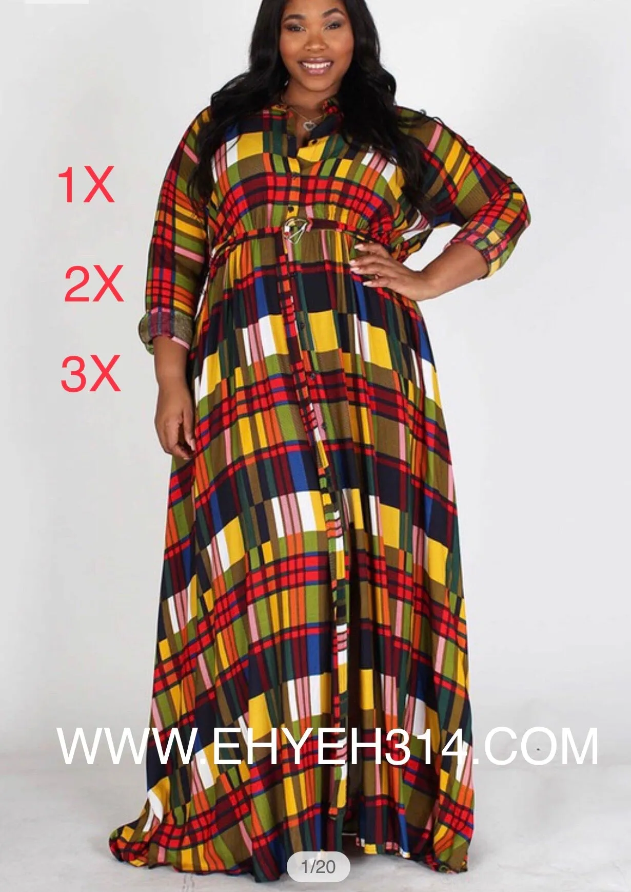 Plaid maxi dress Happy Size