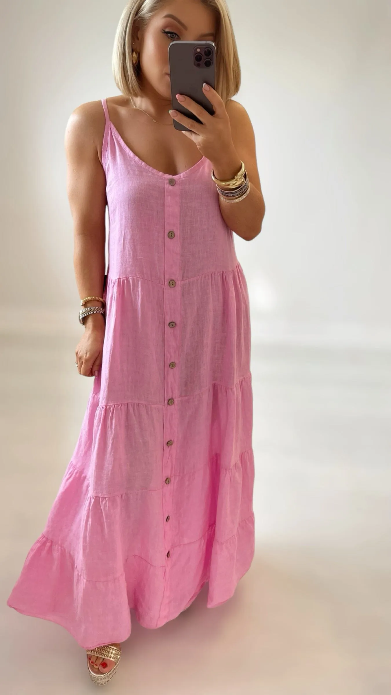 ROBYN LINEN DRESS - PINK