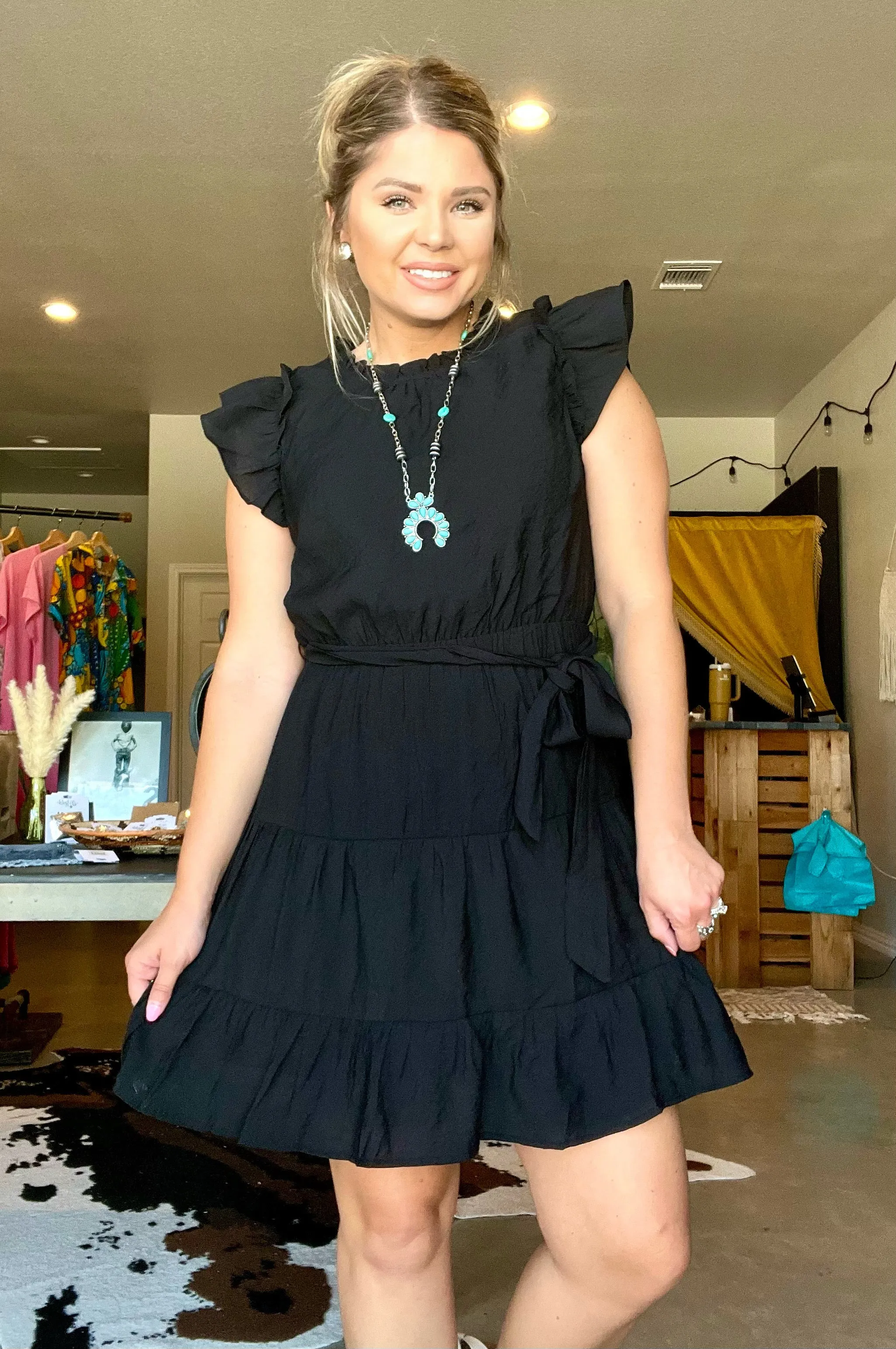 Ruffled Black Dress