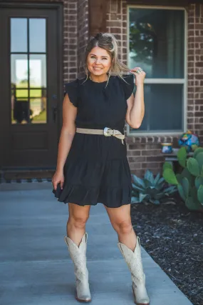 Ruffled Black Dress