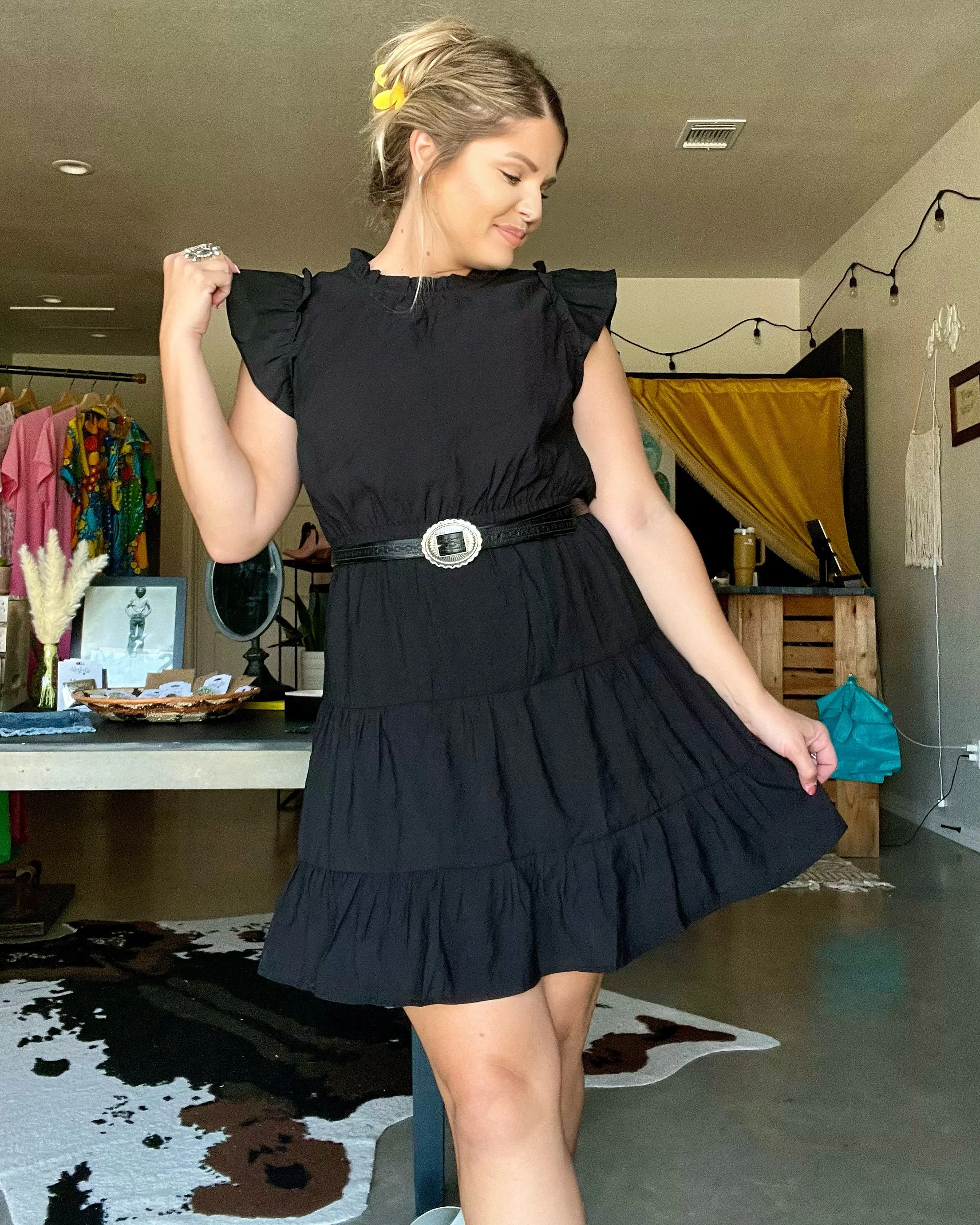 Ruffled Black Dress