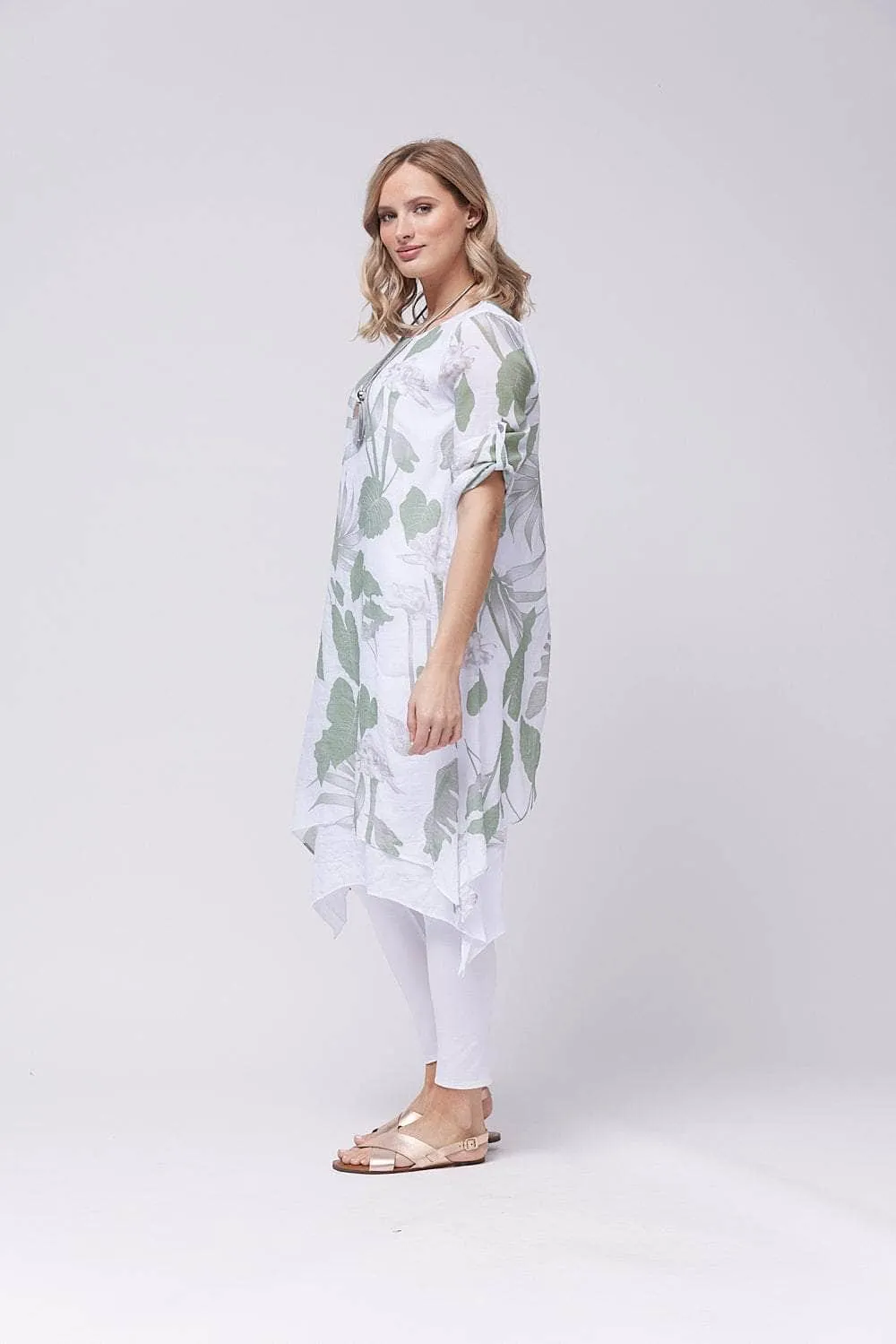 Saloos Botanically Printed Dress with Necklace