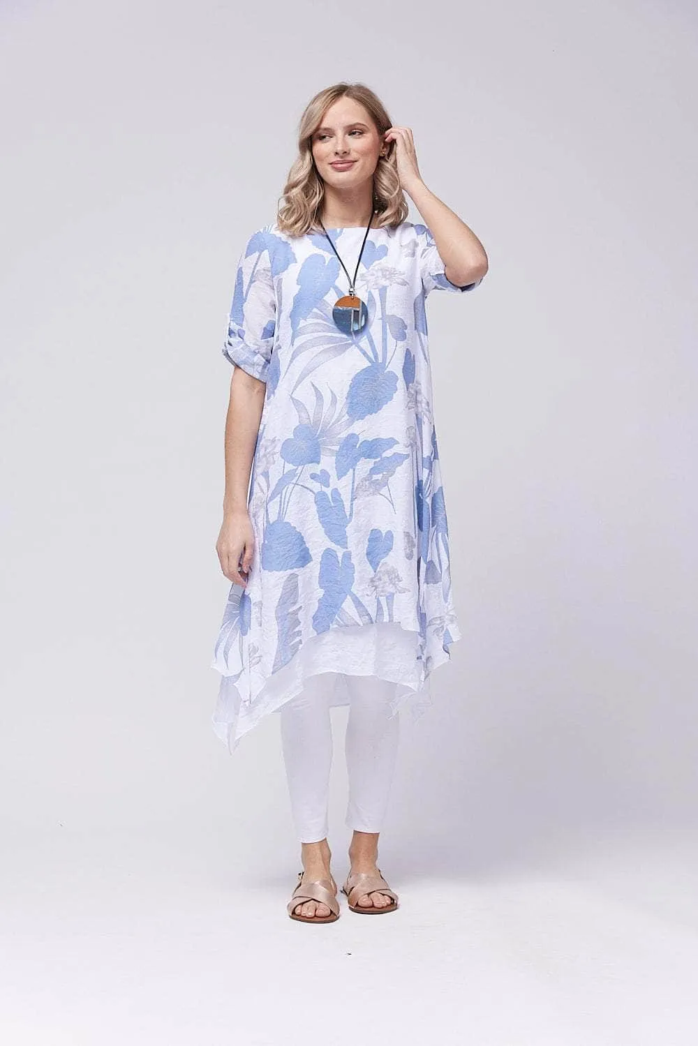 Saloos Botanically Printed Dress with Necklace