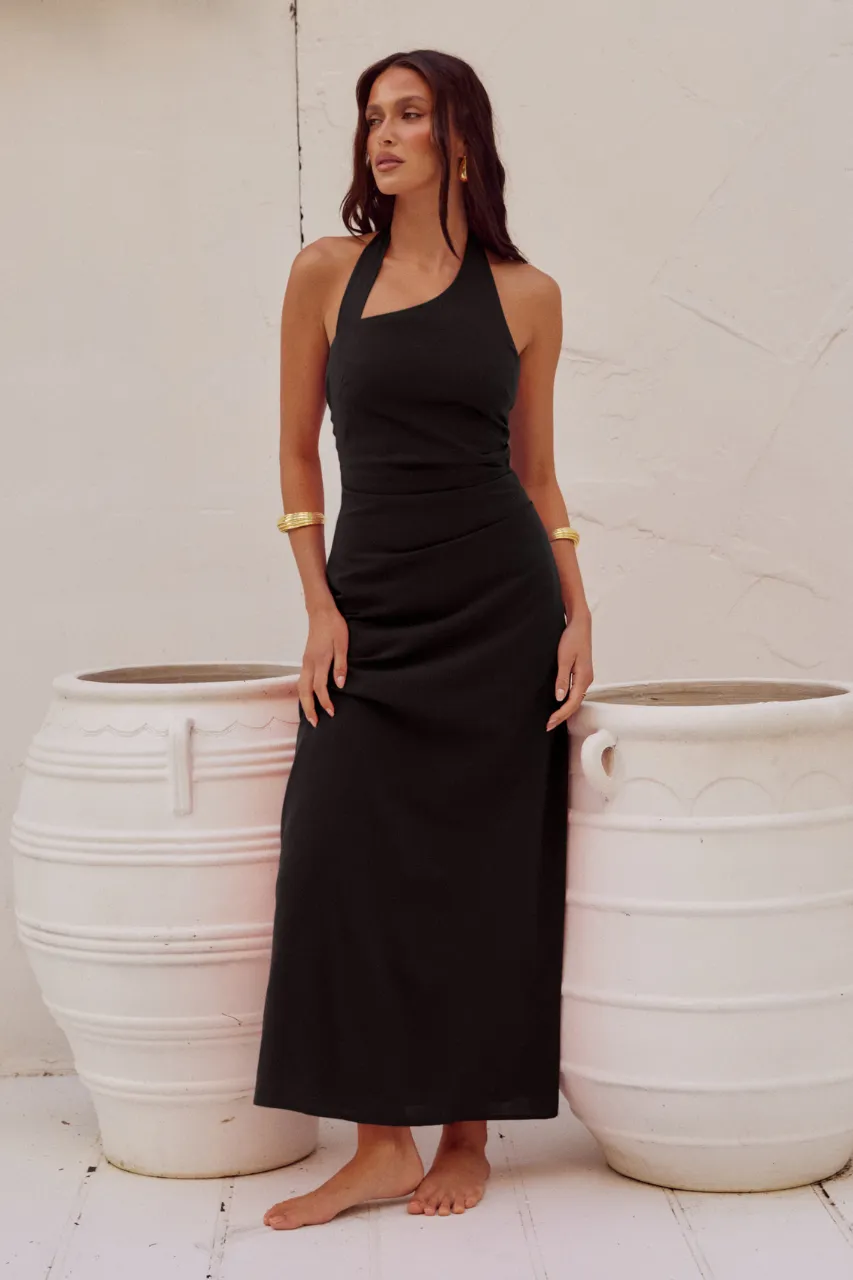 Sapphira Long Midi Dress - Black