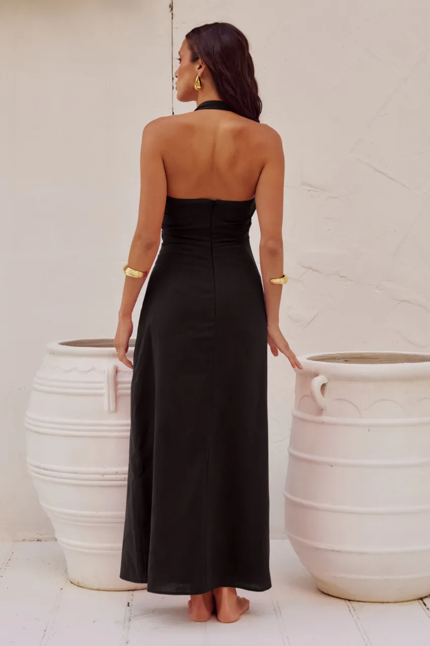 Sapphira Long Midi Dress - Black