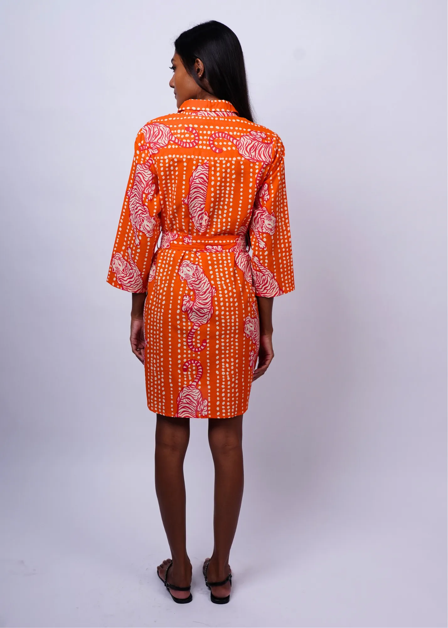 Short Shirt Dress - Coral Tiger