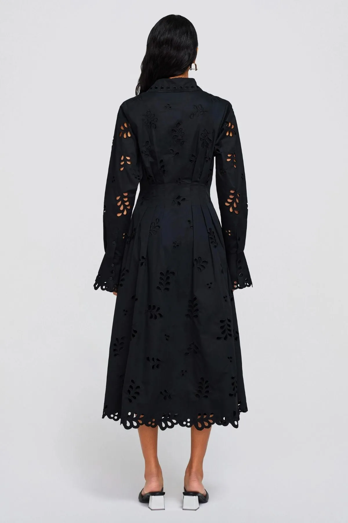 Simkhai Eda Broderie Cotton Midi Dress - Black