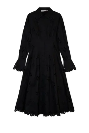 Simkhai Eda Broderie Cotton Midi Dress - Black