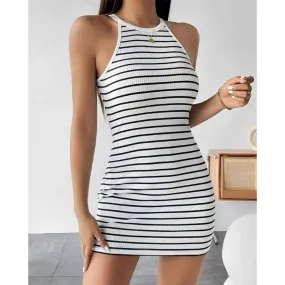 Stylish Sleeveless Round Neck Mini Dress
