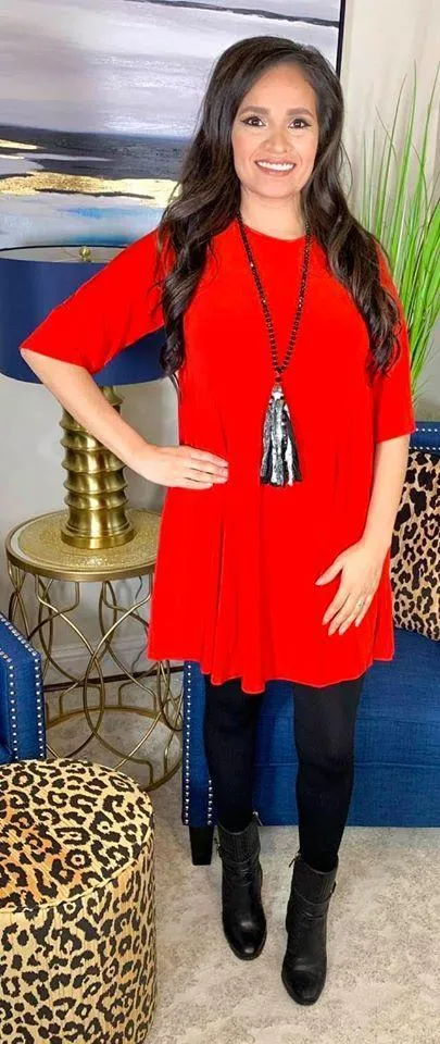 SMALL : Red Flutter Tunic