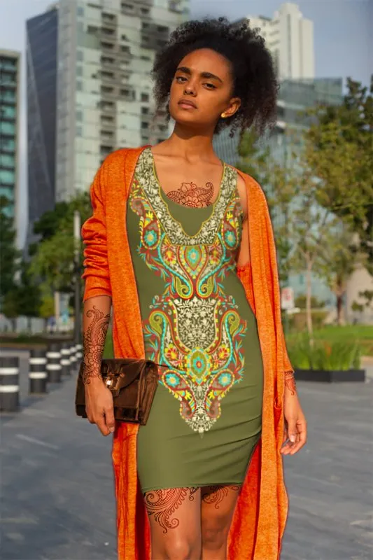 Sublimation Cut & Sew Dress - Indian style graphic ornament Karaka