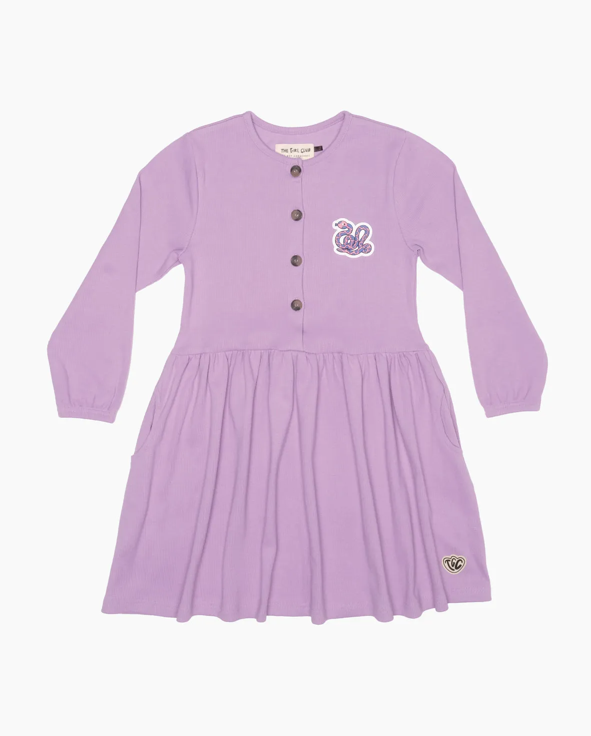 TGC Wavy Snake Front Button Dress - Lilac