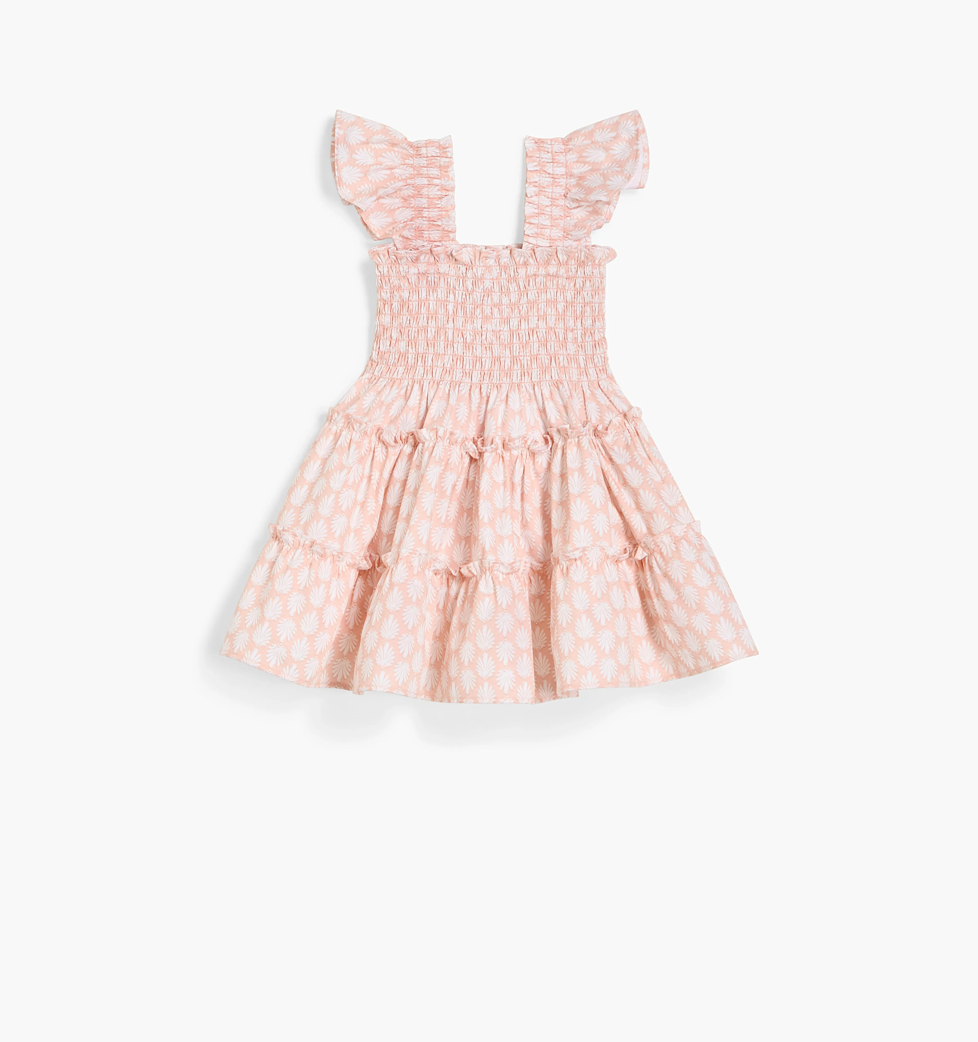 The Baby Ellie Nap Dress - Coral Baroque Shell Cotton Sateen