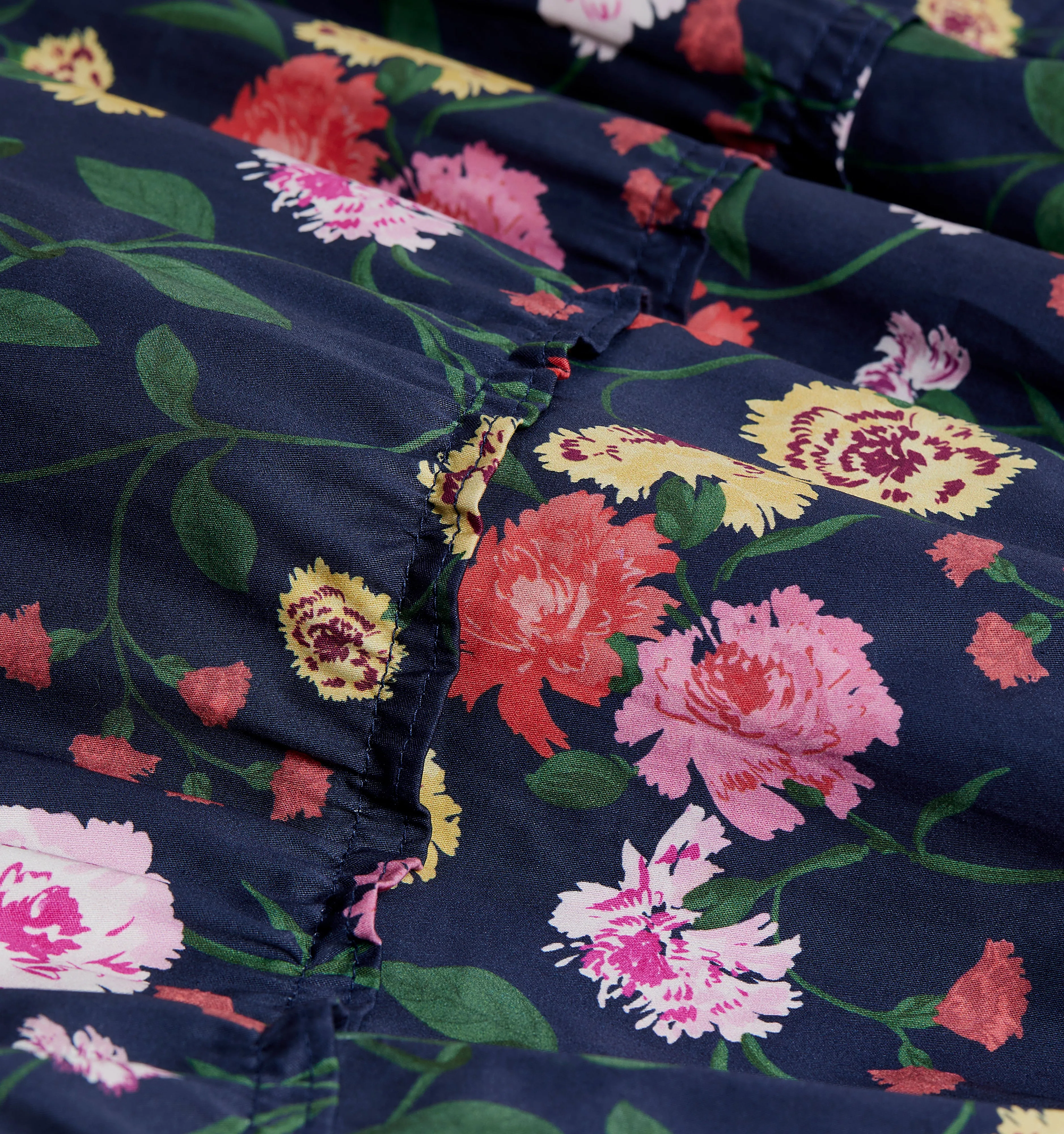 The Ellie Nap Dress - Navy Peony Bouquet Cotton Sateen