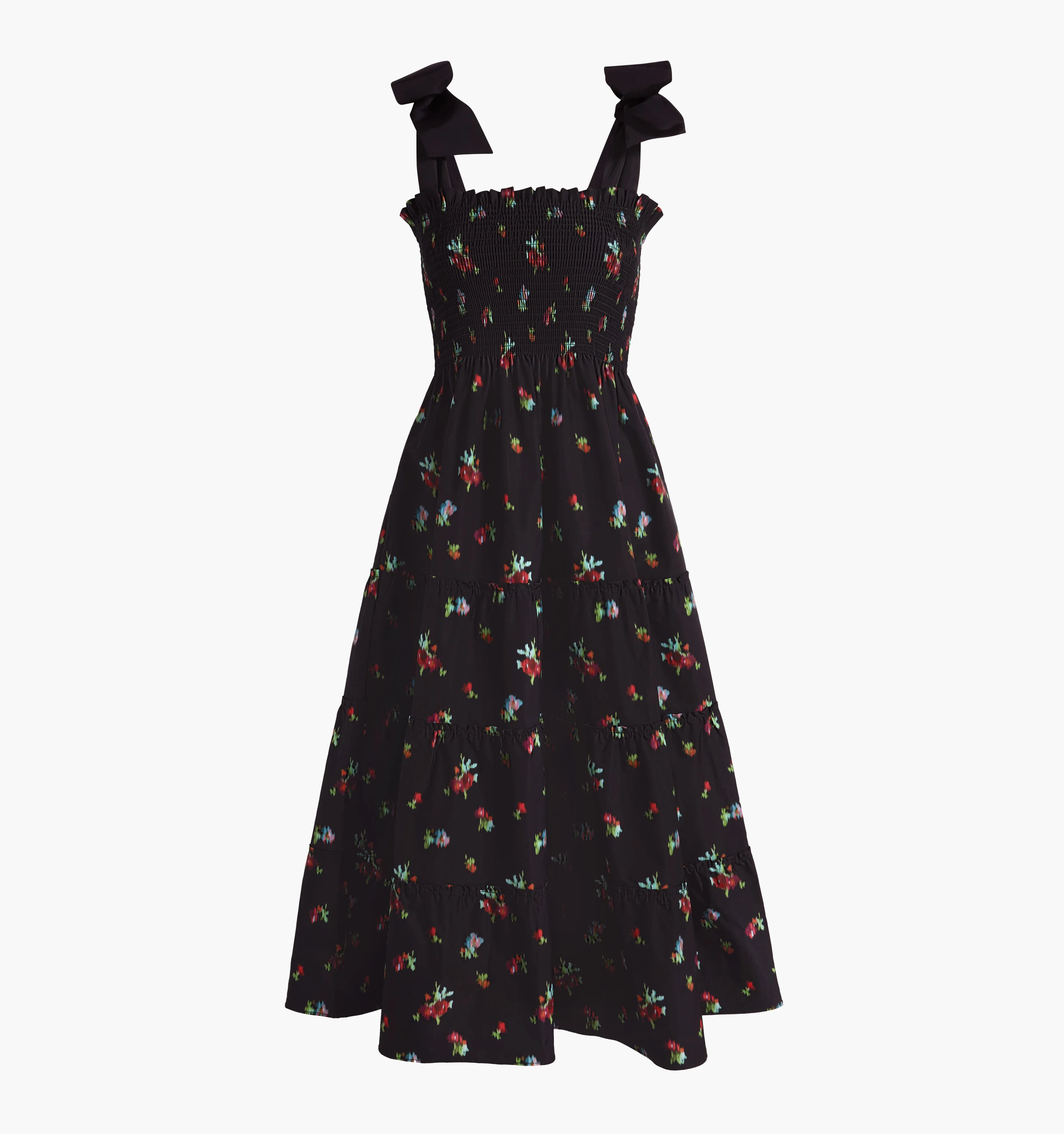 The Ribbon Ellie Nap Dress - Black Ikat Floral Taffeta