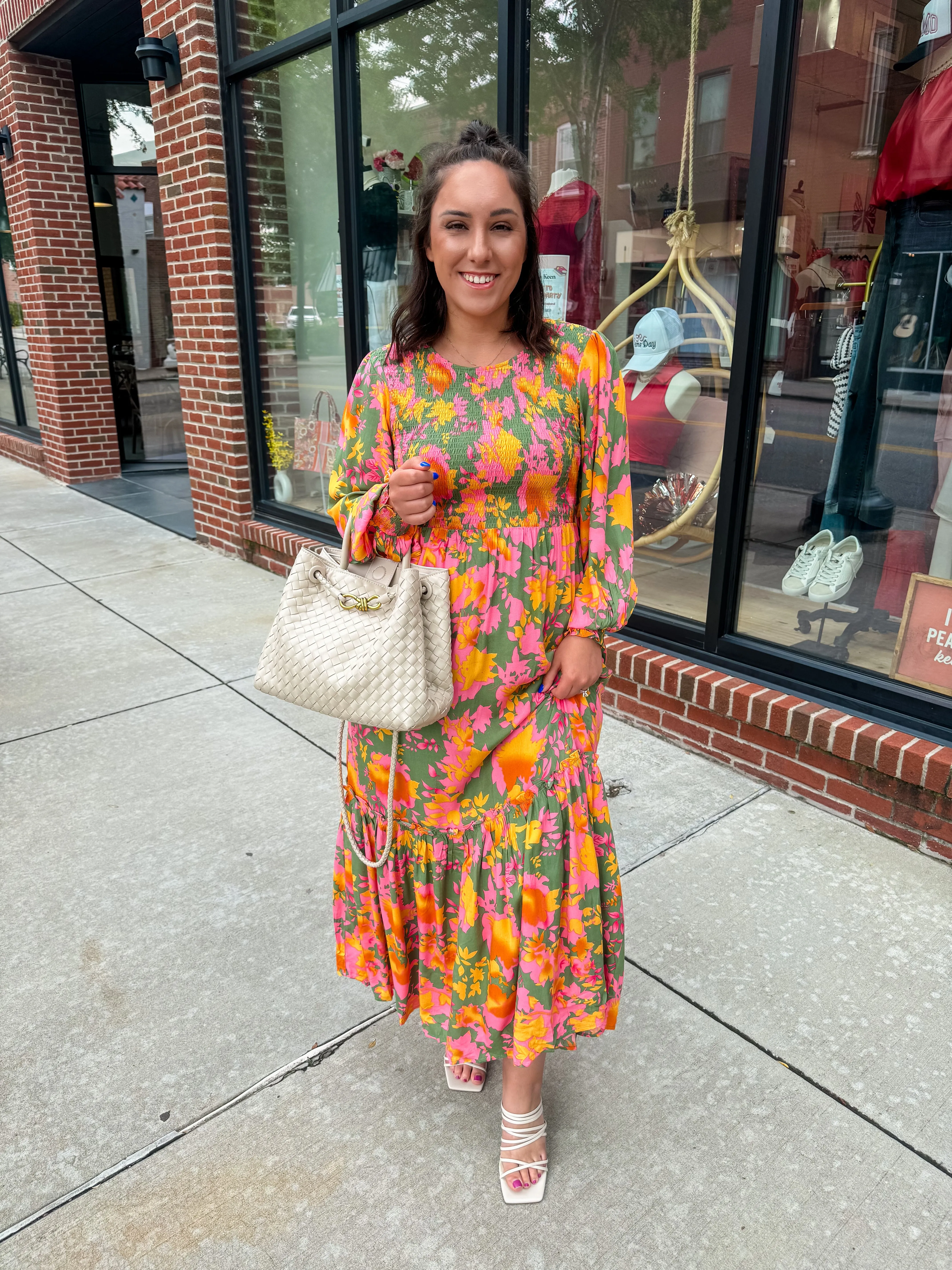 Elegant Tracie Smocked Long Sleeve Floral Maxi Dress for Effortless Style