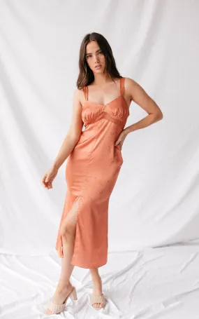 Willow Satin Jacquard Midi Dress